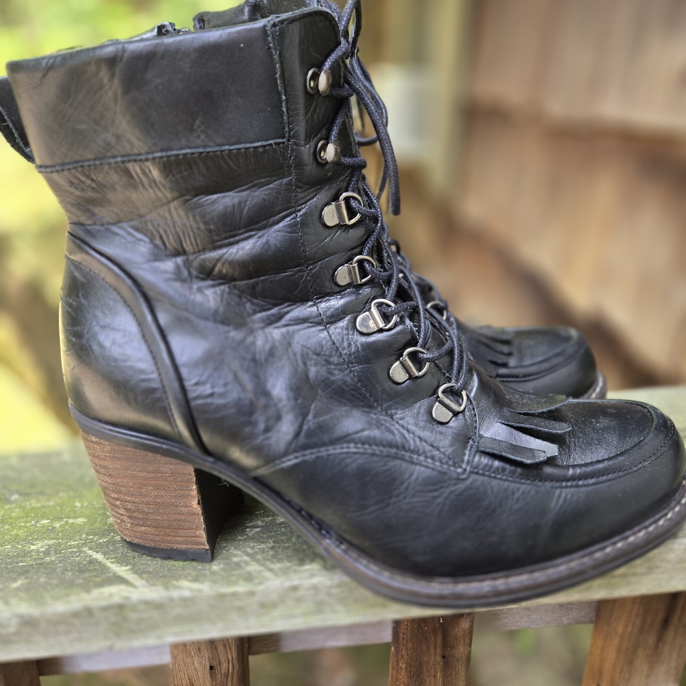 Eric Michael Womens Black Lace Up Ankle Boot Made In Portugal Sz 10 / 41 - Picture 3 of 7